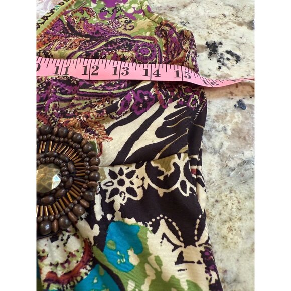 VTG ECI Babydoll Empire waist M Boho Dress Festival Beaded fairy Whimsigoth Y2K - Picture 9 of 12